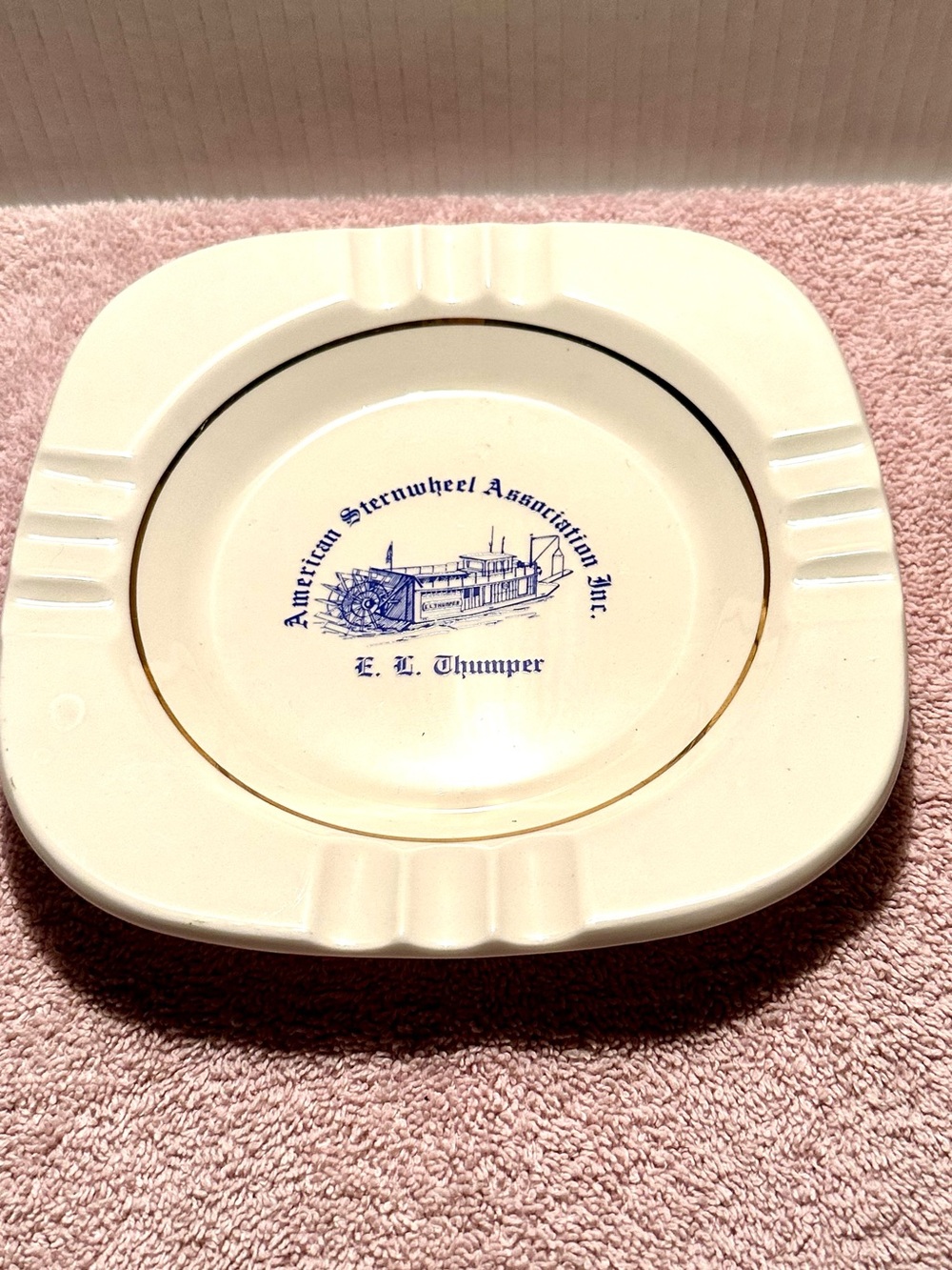 Vintage E.L. Thrumper Cream Decorative Plate American Sternwheel Association Inc